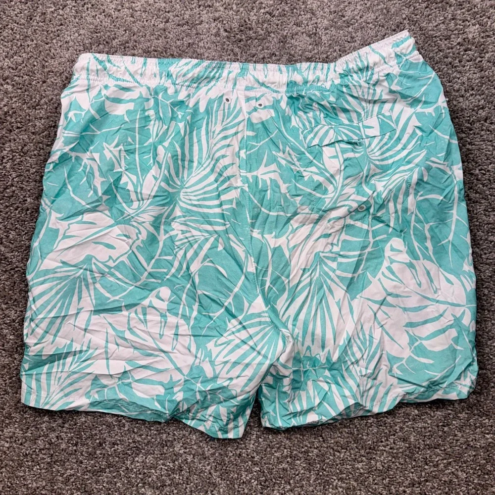 Tommy Bahama Swim Trunks Mens Tropical Palm Leaf Aqua White XL NEW